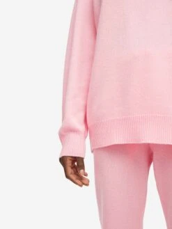 Women's Relaxed Sweater Daphne Cashmere Pink -Derek Rose Shop womens sweater daphne 10 cashmere pink sleeve