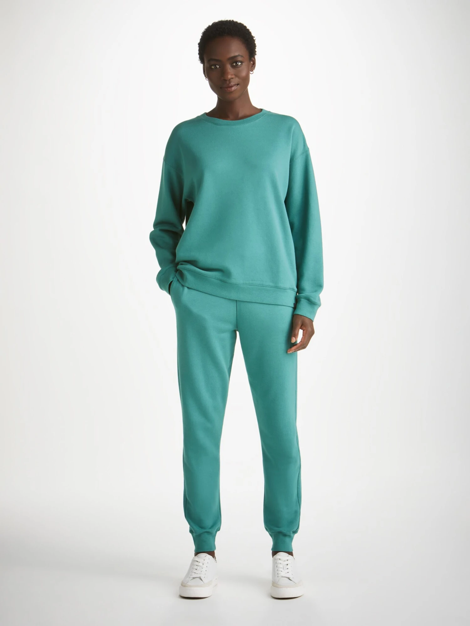 Women's Sweatpants Quinn Cotton Modal Stretch Teal 5 Women's Sweatpants Quinn Cotton Modal Stretch Teal - Image 3