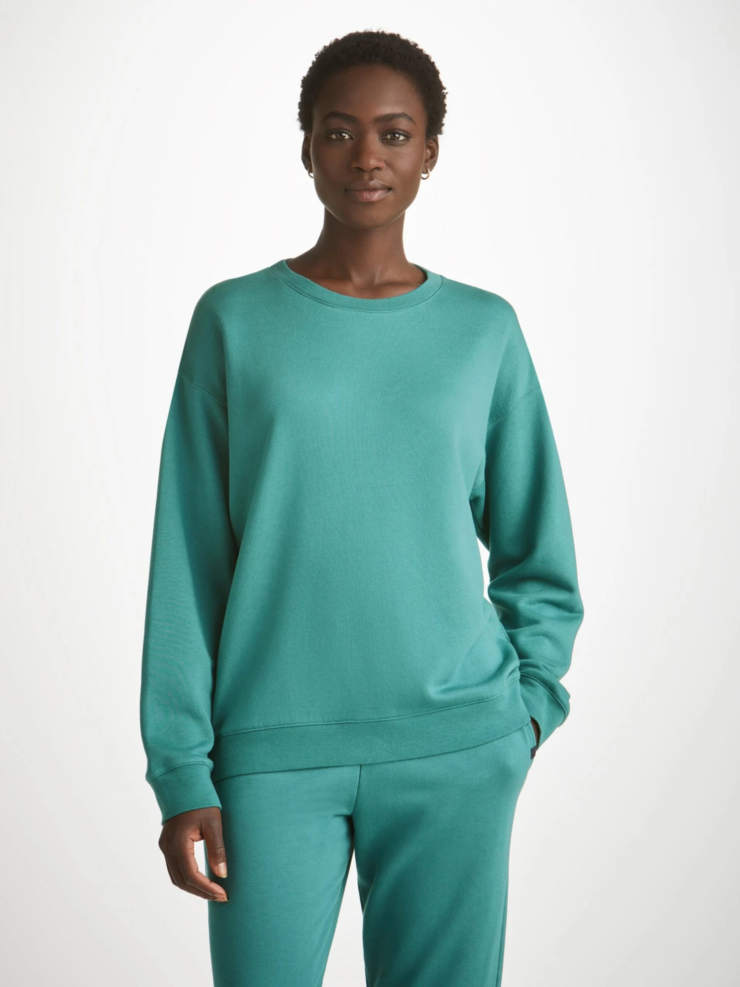 Women's Sweatshirt Quinn Cotton Modal Stretch Teal 7 Women's Sweatshirt Quinn Cotton Modal Stretch Teal - Image 5