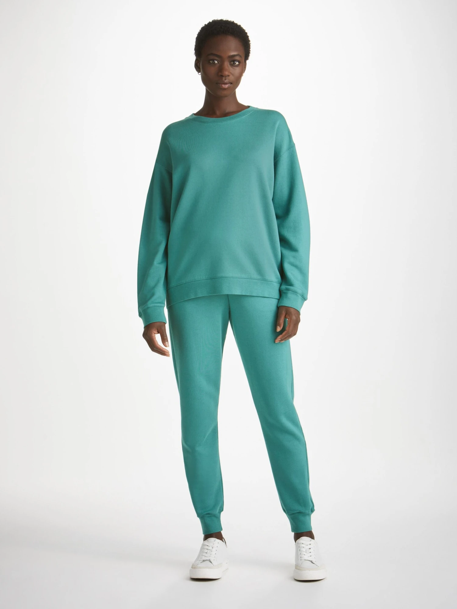 Women's Sweatshirt Quinn Cotton Modal Stretch Teal 5 Women's Sweatshirt Quinn Cotton Modal Stretch Teal - Image 3