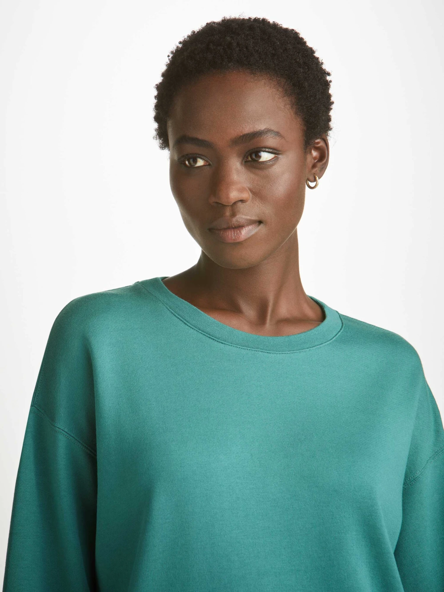 Women's Sweatshirt Quinn Cotton Modal Stretch Teal 3 Women's Sweatshirt Quinn Cotton Modal Stretch Teal