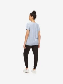 Women's T-Shirt Ethan Micro Modal Stretch Blue -Derek Rose Shop womens t shirt ethan micro modal stretch blue back