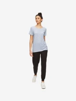 Women's T-Shirt Ethan Micro Modal Stretch Blue -Derek Rose Shop womens t shirt ethan micro modal stretch blue front