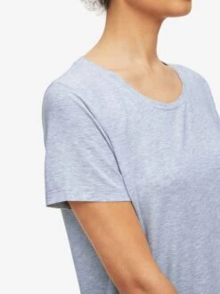 Women's T-Shirt Ethan Micro Modal Stretch Blue -Derek Rose Shop womens t shirt ethan micro modal stretch blue sleeve