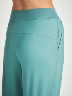 Women's Track Pants Basel Micro Modal Stretch Teal -Derek Rose Shop womens track pants basel micro modal stretch green waistband