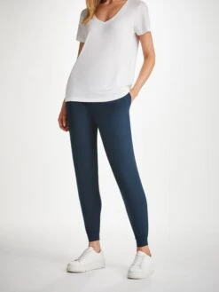 Women's Track Pants Basel Micro Modal Stretch Navy -Derek Rose Shop womens track pants basel micro modal stretch navy creative back