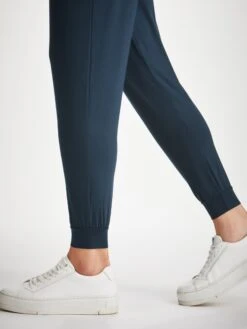 Women's Track Pants Basel Micro Modal Stretch Navy -Derek Rose Shop womens track pants basel micro modal stretch navy cuff