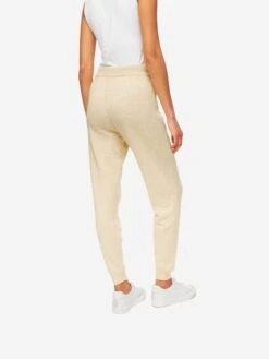 Women's Track Pants Daphne Cashmere Beige 13 Women's Track Pants Daphne Cashmere Beige -Derek Rose Shop womens track pants daphne 10 cashmere cream back close up