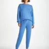Women's Track Pants Daphne Cashmere Cornflower -Derek Rose Shop womens track pants daphne cashmere blue front