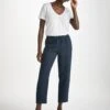 Women's Trousers Vienna Linen Navy -Derek Rose Shop womens trousers vienna linen navy front