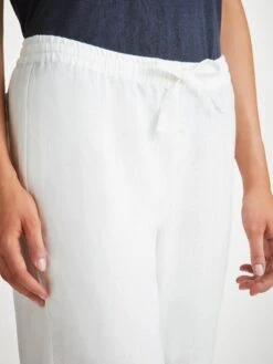 Women's Trousers Vienna Linen White -Derek Rose Shop womens trousers vienna linen white cords
