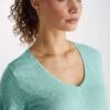 Women's V-Neck T-Shirt Jordan Linen Soft Aqua -Derek Rose Shop womens v neck t shirt jordan 3 linen blue neck
