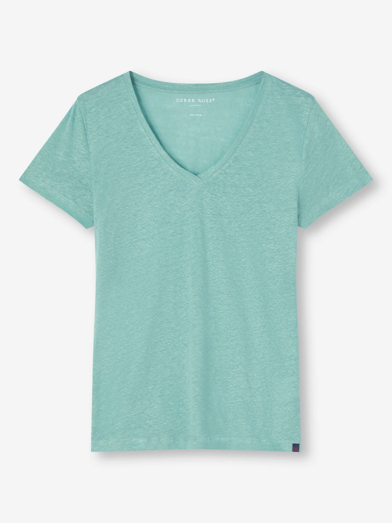 Women's V-Neck T-Shirt Jordan Linen Soft Aqua 4 Women's V-Neck T-Shirt Jordan Linen Soft Aqua - Image 2