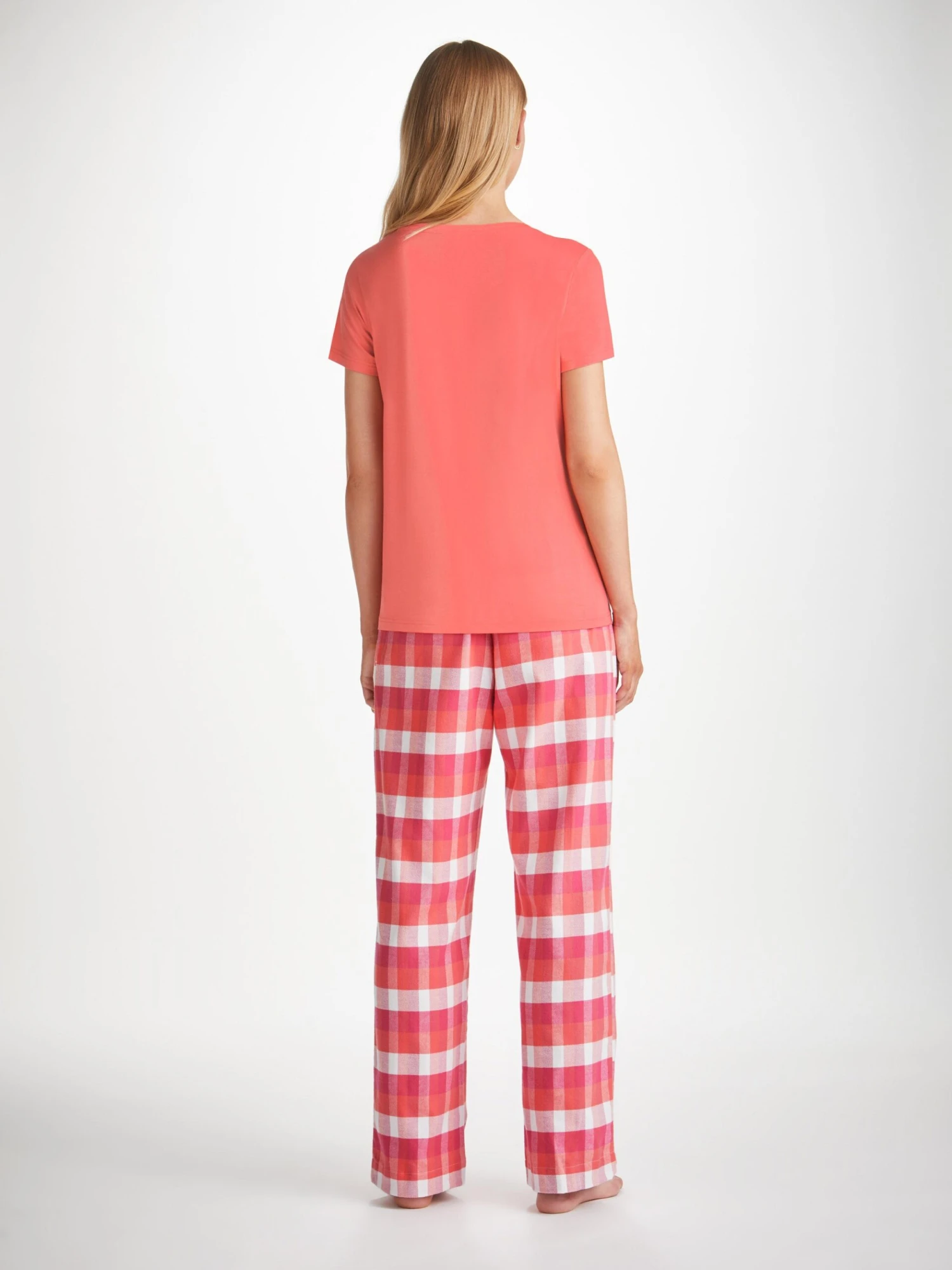 Women's V-Neck T-Shirt Lara Micro Modal Stretch Coral 6 Women's V-Neck T-Shirt Lara Micro Modal Stretch Coral - Image 4