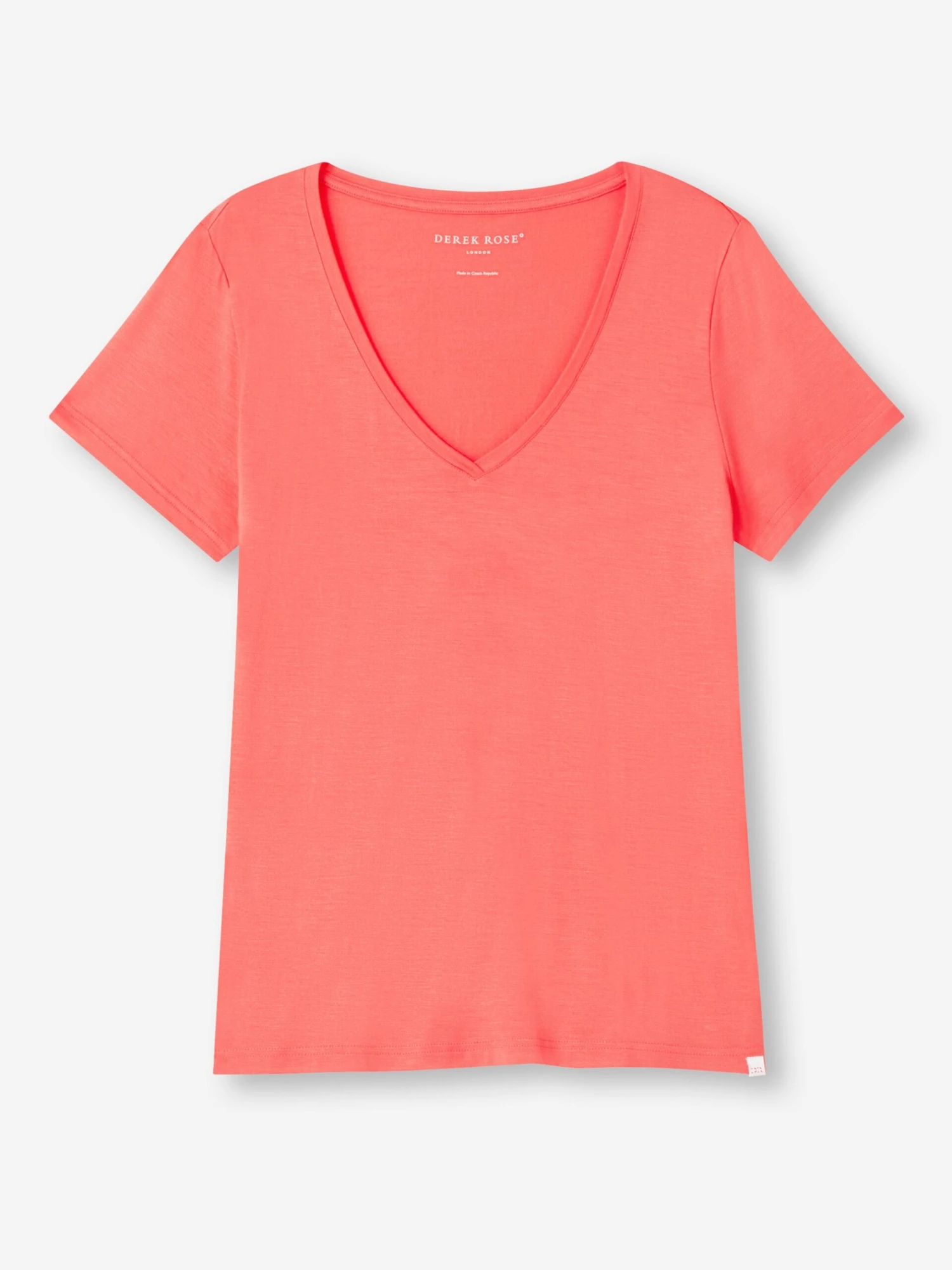 Women's V-Neck T-Shirt Lara Micro Modal Stretch Coral 4 Women's V-Neck T-Shirt Lara Micro Modal Stretch Coral - Image 2
