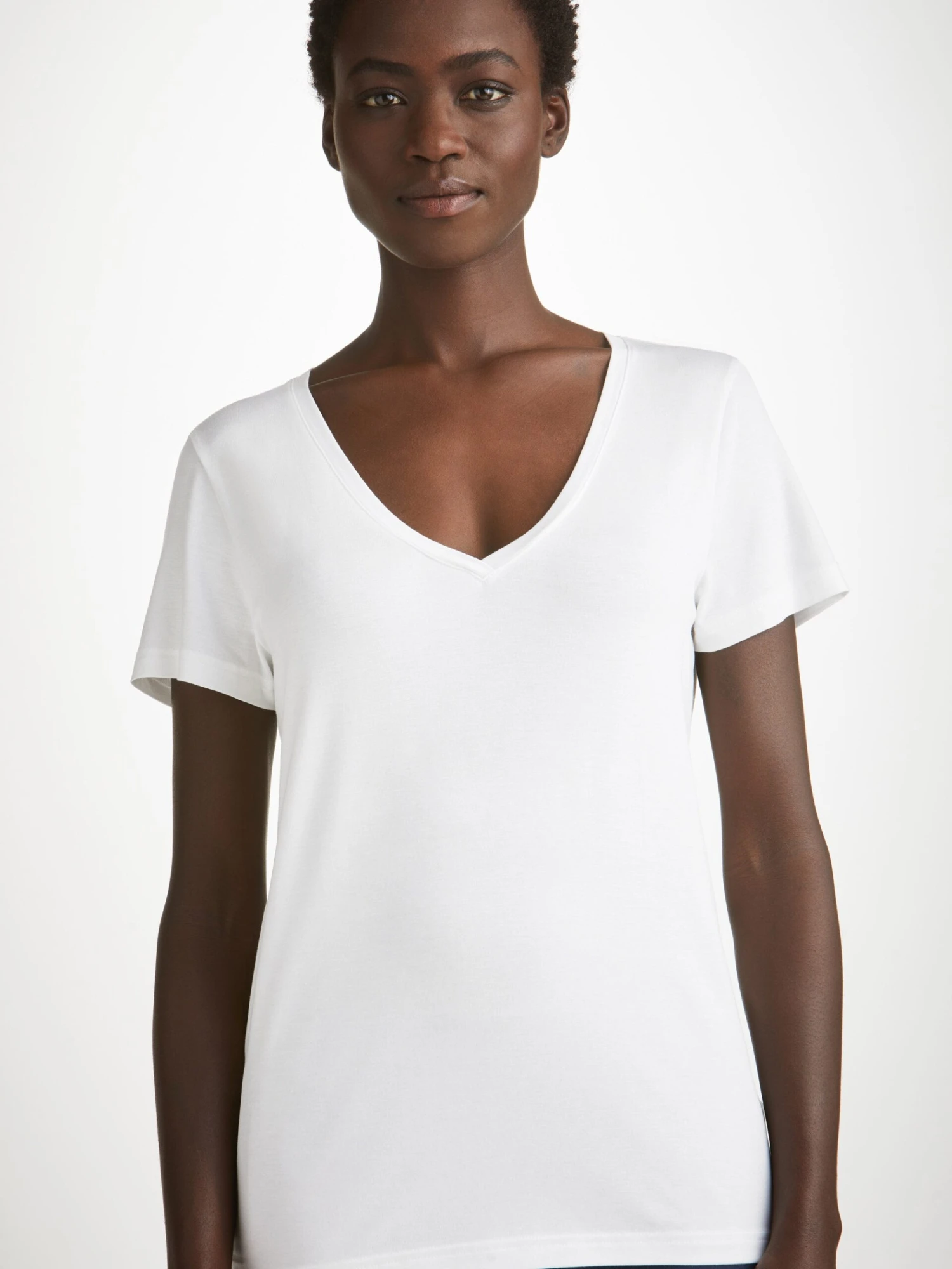 Women's V-Neck T-Shirt Lara Micro Modal Stretch White 8 Women's V-Neck T-Shirt Lara Micro Modal Stretch White - Image 6