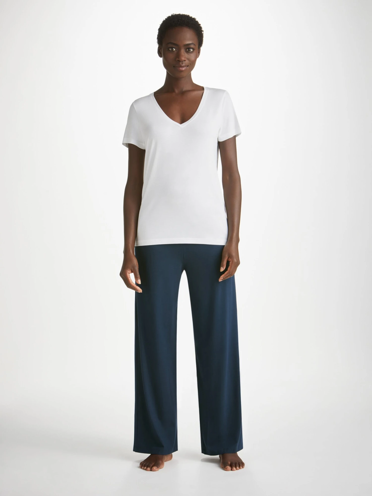 Women's V-Neck T-Shirt Lara Micro Modal Stretch White 5 Women's V-Neck T-Shirt Lara Micro Modal Stretch White - Image 3